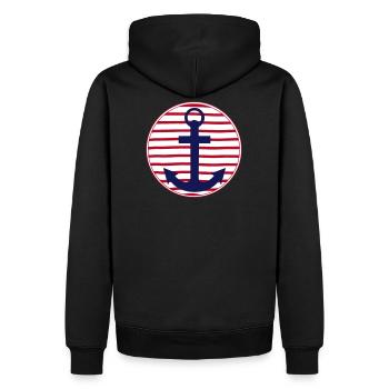 Marinière Bretagne 22 - Sweat à capuche Premium bio Homme - noir - Dos - Nico (187cm)