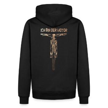 ICH BIN DER MOTOR - Kupfer Edition - Mountainbike - Männer Premium Bio Hoodie - Schwarz - Hinten - Nico (187cm)