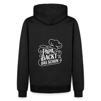 Papa backt das schon - unser backender Papa - Männer Premium Bio Hoodie - Schwarz - Hinten - Nico (187cm)