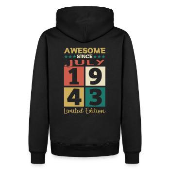 Génial depuis juillet 1943 79ème anniversaire Men’s Fun - Sweat à capuche Premium bio Homme - noir - Dos - Nico (187cm)