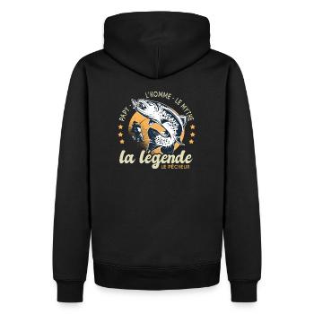 papy homme mythe légende pêche cadeau papi pêcheur - Sweat à capuche Premium bio Homme - noir - Dos - Nico (187cm)
