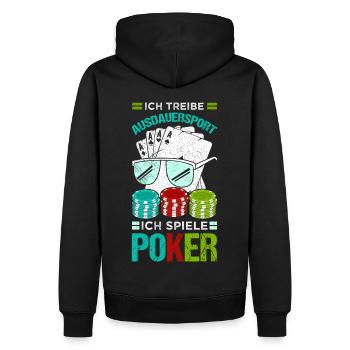Ich treibe Ausdauersport Ich spiele Poker - Männer Premium Bio Hoodie - Schwarz - Hinten - Nico (187cm)