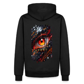 Cyborg Eyes Drachenmädchen - Männer Premium Bio Hoodie - Schwarz - Hinten - Nico (187cm)