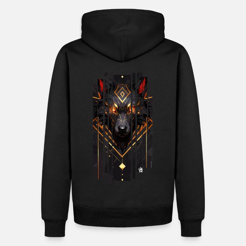 Cyborg loup doré - Sweat à capuche Premium bio Homme - noir