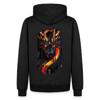 Roter Fantasy-Drache - Männer Premium Bio Hoodie - Schwarz - Hinten - Nico (187cm)
