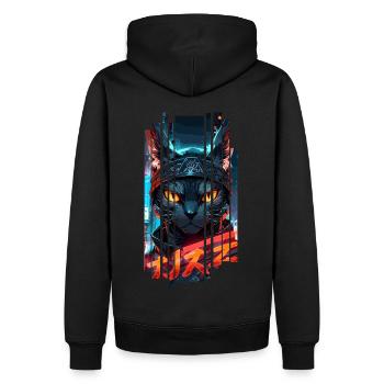 Cyber-Chat Stadtstadt Neon - Männer Premium Bio Hoodie - Schwarz - Hinten - Nico (187cm)