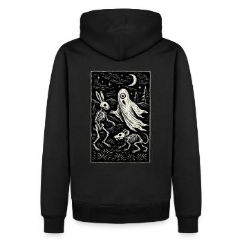 Undead Wanderer - Ghost - Rabbit Kellet - Rattenske - Men’s Premium Organic Hoodie - black - Back - Nico (187cm)