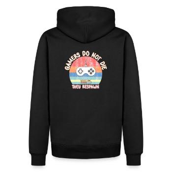 Gamers do not die, they respawn - Vintage Retro - Men’s Premium Organic Hoodie - black - Back - Nico (187cm)