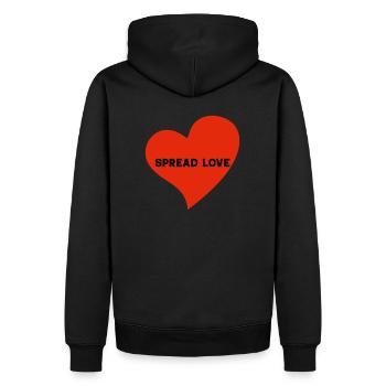 Logo Spread Love en forme de cœur - Sweat à capuche Premium bio Homme - noir - Dos - Nico (187cm)