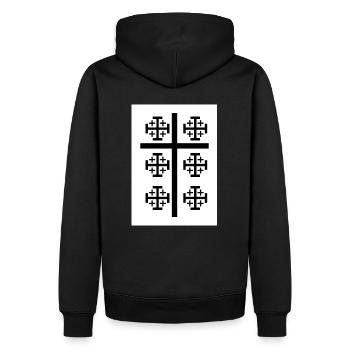 Kreuz - Männer Premium Bio Hoodie - Schwarz - Hinten - Nico (187cm)