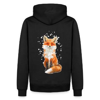 Fox with snowflakes - Men’s Premium Organic Hoodie - black - Back - Nico (187cm)