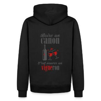 Vigneron vins raisins cave - Sweat à capuche Premium bio Homme - noir - Dos - Nico (187cm)