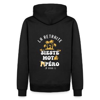 motard humour retraite sieste moto apéro - Sweat à capuche Premium bio Homme - noir - Dos - Nico (187cm)