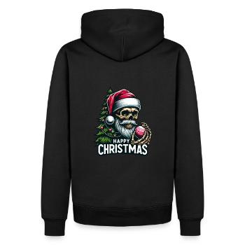 Weihnachtsmann Skull mit Christbaumkugel - Männer Premium Bio Hoodie - Schwarz - Hinten - Nico (187cm)