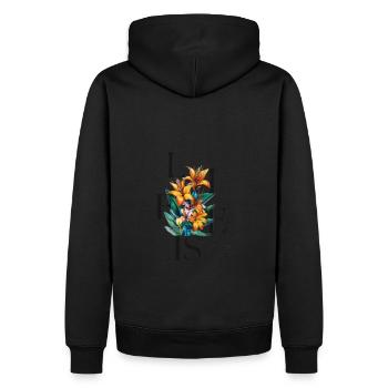 Exotische Blume - Männer Premium Bio Hoodie - Schwarz - Hinten - Nico (187cm)