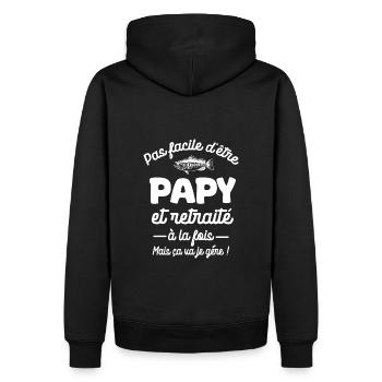 papy pêcheur et retraité cadeau fête - Sweat à capuche Premium bio Homme - noir - Dos - Nico (187cm)