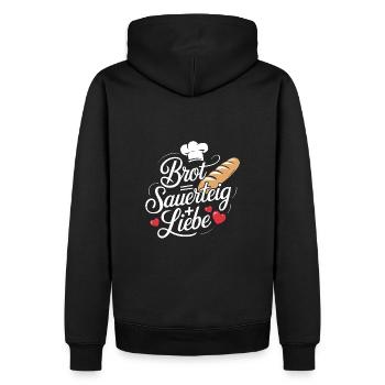Backen ist Sauerteig und Liebe - Männer Premium Bio Hoodie - Schwarz - Hinten - Nico (187cm)