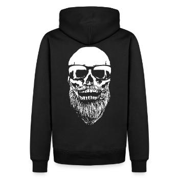 Bart Skull Hipster - Männer Premium Bio Hoodie - Schwarz - Hinten - Nico (187cm)