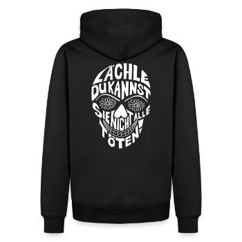 Lächle! Du kannst sie nicht alle töten - Männer Premium Bio Hoodie - Schwarz - Hinten - Nico (187cm)
