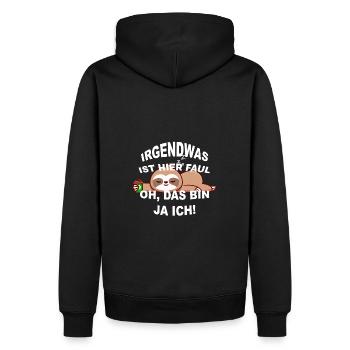 Süßes Faultier Slot müde schlafen faul - Männer Premium Bio Hoodie - Schwarz - Hinten - Nico (187cm)