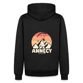 Parapente Annecy spot air savoie - Sweat à capuche Premium bio Homme - noir - Dos - Nico (187cm)