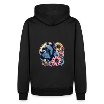 Cane Corso Retro Pastell Blumen - Männer Premium Bio Hoodie - Schwarz - Hinten - Nico (187cm)