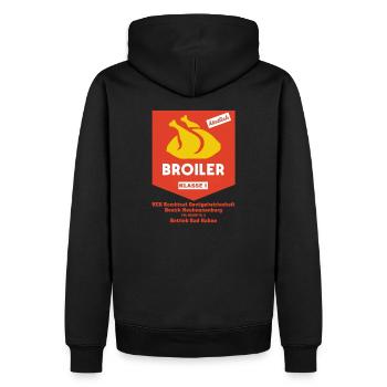 Broiler (Goldene-Geflügel-Edition) - Männer Premium Bio Hoodie - Schwarz - Hinten - Nico (187cm)