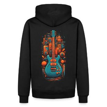 Retro Base Gitarre - Männer Premium Bio Hoodie - Schwarz - Hinten - Nico (187cm)