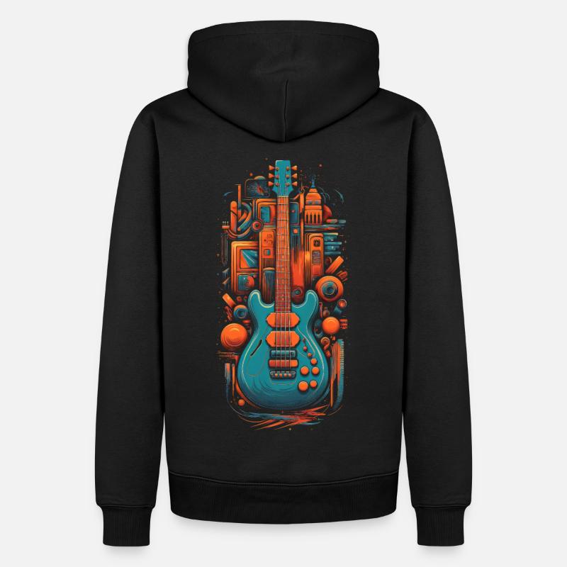 Guitare de base rétro - Sweat à capuche Premium bio Homme - noir