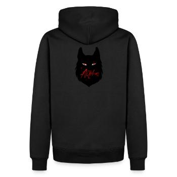 alpha - Männer Premium Bio Hoodie - Schwarz - Hinten - Nico (187cm)