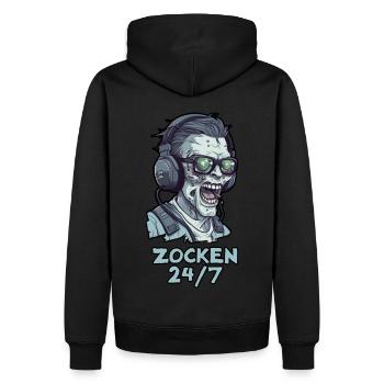 Zocken 24/7 - Männer Premium Bio Hoodie - Schwarz - Hinten - Nico (187cm)