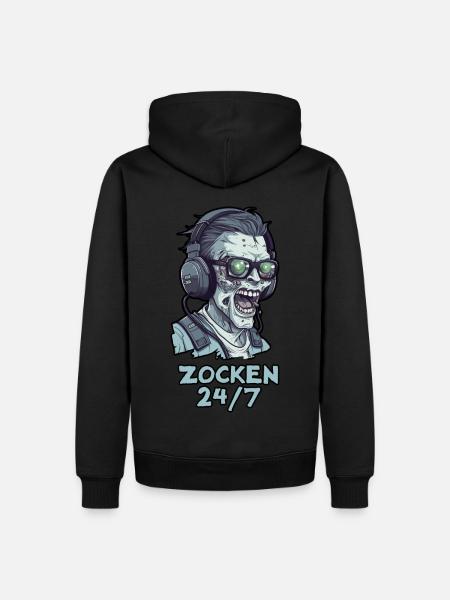 Zocken 24/7 - Männer Premium Bio Hoodie - Schwarz