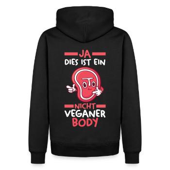 Anti Vegan - Männer Premium Bio Hoodie - Schwarz - Hinten - Nico (187cm)