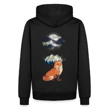 Fuchs Füchse Wald Natur Gebirge Berge - Männer Premium Bio Hoodie - Schwarz - Hinten - Nico (187cm)