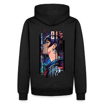 Cyborg Woman futuristique - Sweat à capuche Premium bio Homme - noir - Dos - Nico (187cm)