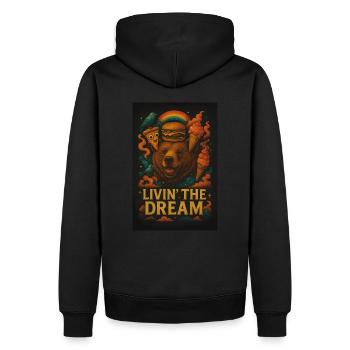 Vivre le rêve – Conception d’ours drôle - Sweat à capuche Premium bio Homme - noir - Dos - Nico (187cm)