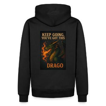 Keep Going, You’ve Got This – Drache-Design - Männer Premium Bio Hoodie - Schwarz - Hinten - Nico (187cm)