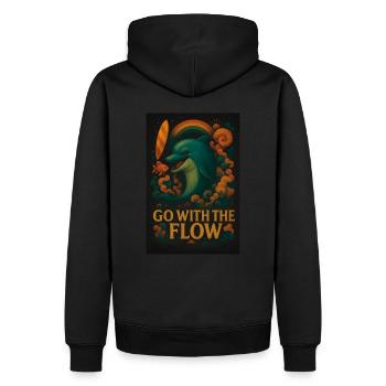 Go With The Flow – Lustiges Delfin-Design - Männer Premium Bio Hoodie - Schwarz - Hinten - Nico (187cm)