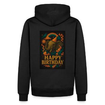 Joyeux anniversaire - Conception drôle d’éléphant - Sweat à capuche Premium bio Homme - noir - Dos - Nico (187cm)