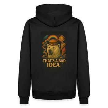 That’s A Bad Idea – Lustiges Eisbär-Design - Männer Premium Bio Hoodie - Schwarz - Hinten - Nico (187cm)