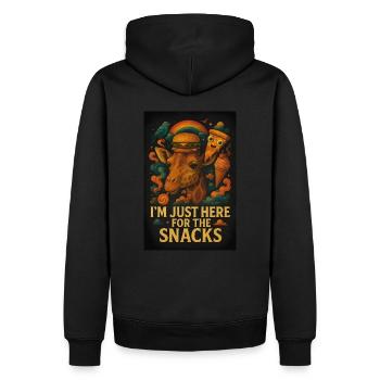 I’m Just Here For The Snacks – Lustiges Giraffe-De - Men’s Premium Organic Hoodie - black - Back - Nico (187cm)