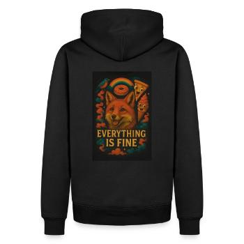 Everything Is Fine – Lustiges Fuchs-Design - Männer Premium Bio Hoodie - Schwarz - Hinten - Nico (187cm)