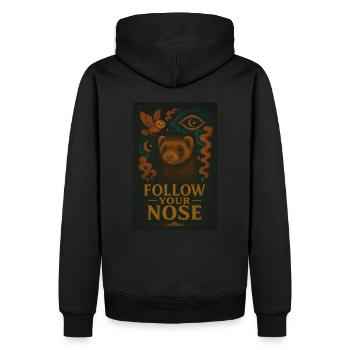 Follow Your Nose – Funny Ferret Design - Men’s Premium Organic Hoodie - black - Back - Nico (187cm)
