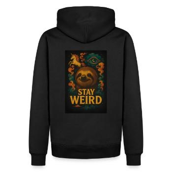 Stay Weird - Conception amusante de paresseux - Sweat à capuche Premium bio Homme - noir - Dos - Nico (187cm)