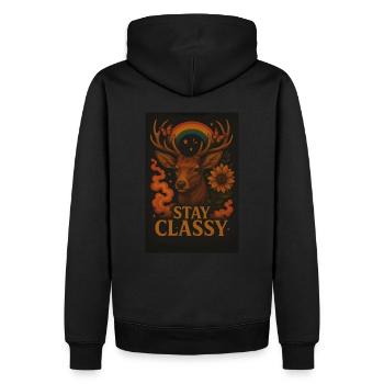 Deer with Rainbow – Stay Classy – Nature Meets - Men’s Premium Organic Hoodie - black - Back - Nico (187cm)