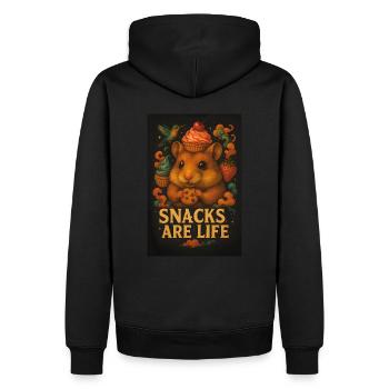 Hamster with Biscuit – Snacks Are Life – Funny Animal - Men’s Premium Organic Hoodie - black - Back - Nico (187cm)