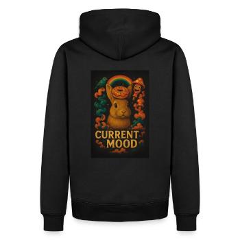 Hase mit Donut – Current Mood – Buntes Comic Desig - Männer Premium Bio Hoodie - Schwarz - Hinten - Nico (187cm)