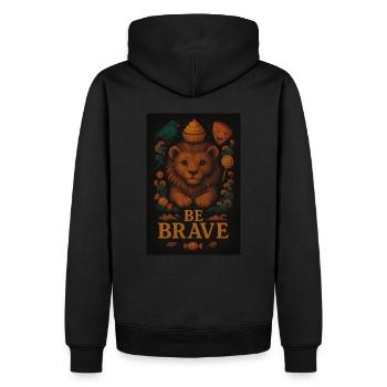 Be Brave – Mutig Löwe mit Cupcake - Männer Premium Bio Hoodie - Schwarz - Hinten - Nico (187cm)