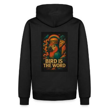 Parrot - Bird Is the Word – Funny Animal Design - Men’s Premium Organic Hoodie - black - Back - Nico (187cm)