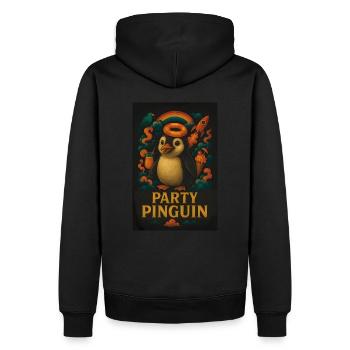 Party Penguin – Funny Animal Design - Men’s Premium Organic Hoodie - black - Back - Nico (187cm)